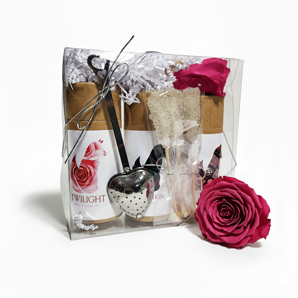 Velvet Tea Gift Box with Rose