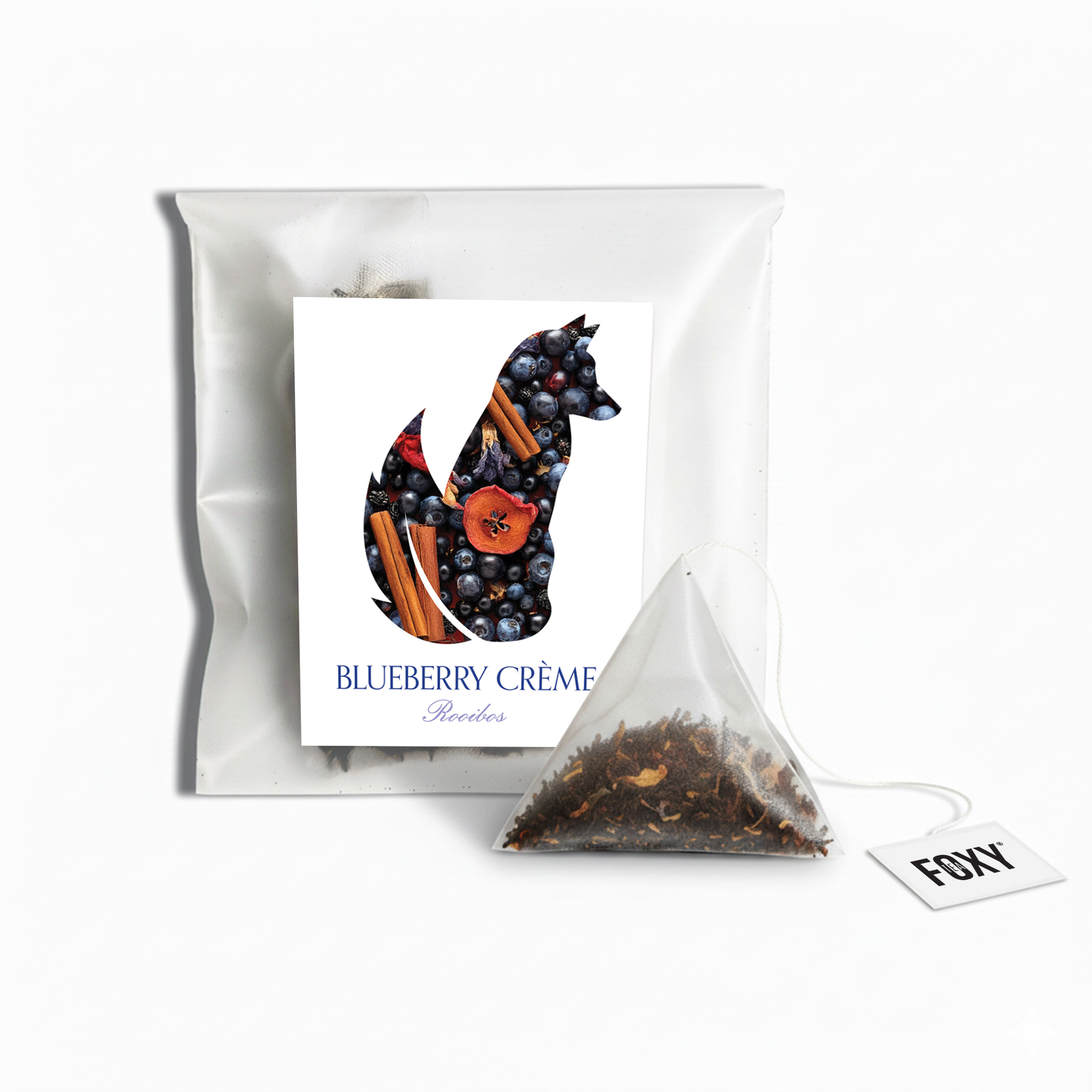 Tea Storage Box for Foxy Tea Single Serve Tea Bags Blueberry Creme Rooibos Tea Single Serve Loose Leaf Pyramid Tea Bag