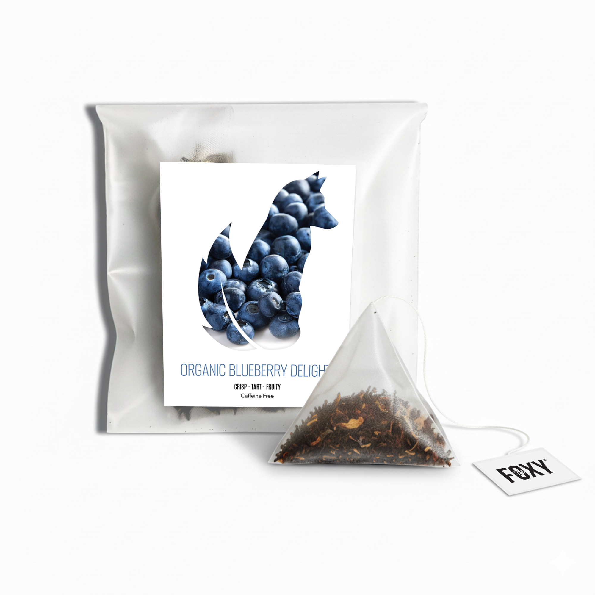 Tea Storage Box for Foxy Tea Single Serve Tea Bags Organic Blueberry Delight Tea Single Serve Loose Leaf Pyramid Tea Bag