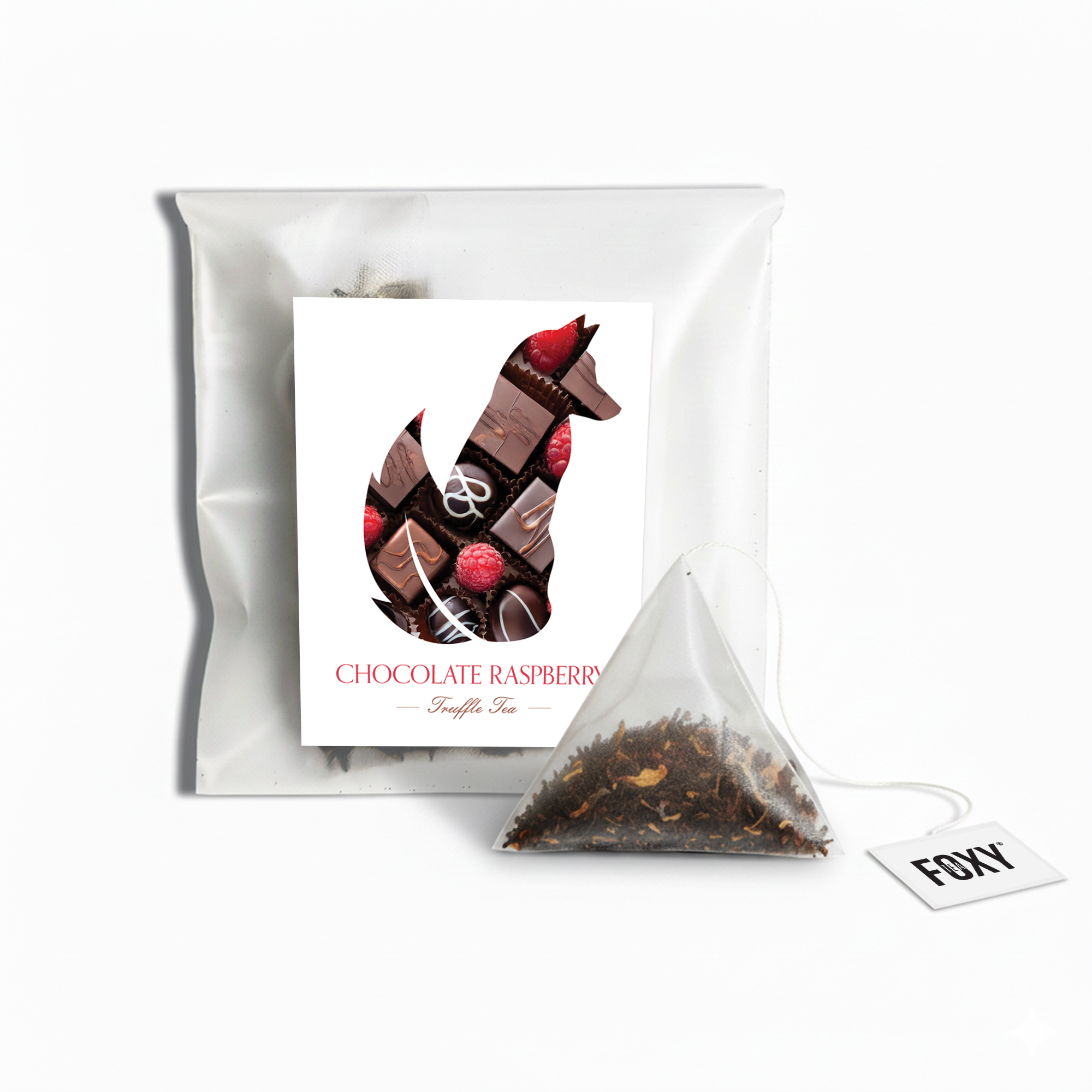 Tea Storage Box for Foxy Tea Single Serve Tea Bags Chocolate Raspberry Truffle Tea Single Serve Loose Leaf Pyramid Tea Bag
