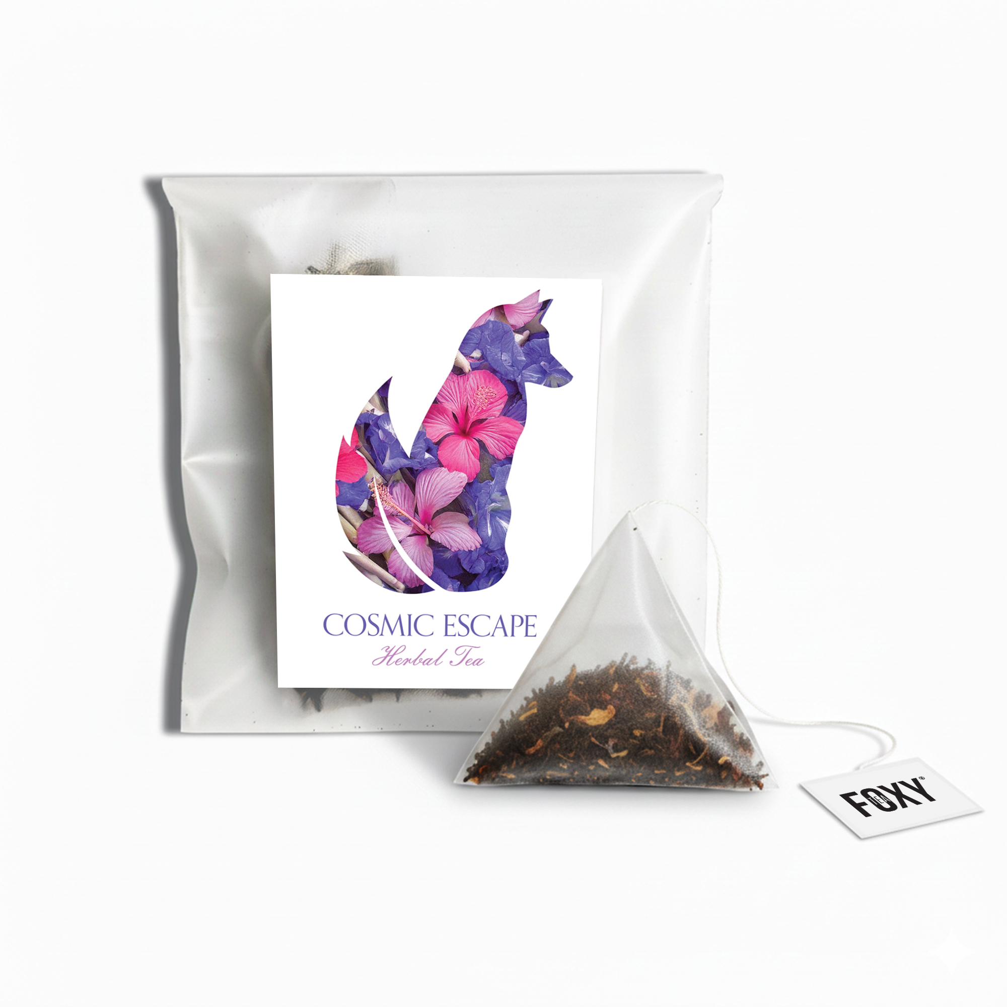 Tea Storage Box for Foxy Tea Single Serve Tea Bags Cosmic Escape Tea Single Serve Loose Leaf Pyramid Tea Bag