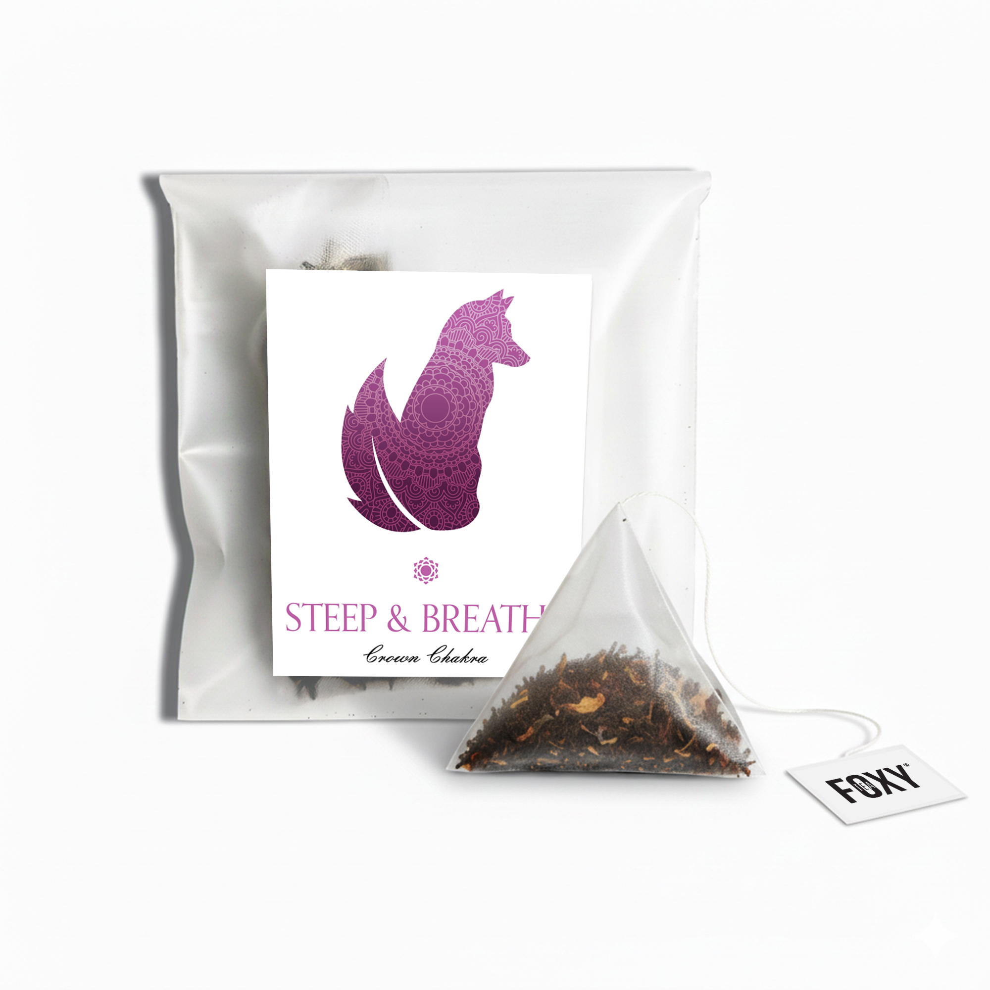 Tea Storage Box for Foxy Tea Single Serve Tea Bags Crown Chakra Tea Single Serve Loose Leaf Pyramid Tea Bag