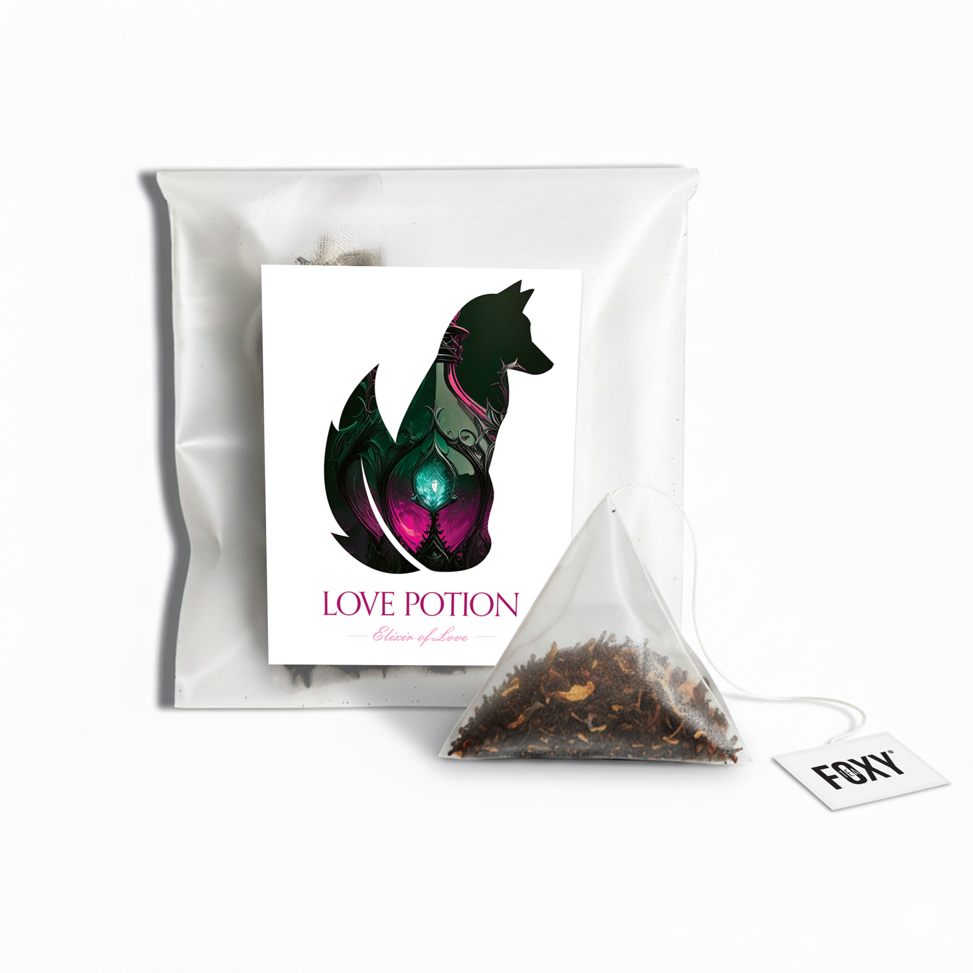 Tea Storage Box for Foxy Tea Single Serve Tea Bags Love Potion Tea Single Serve Loose Leaf Pyramid Tea Bag