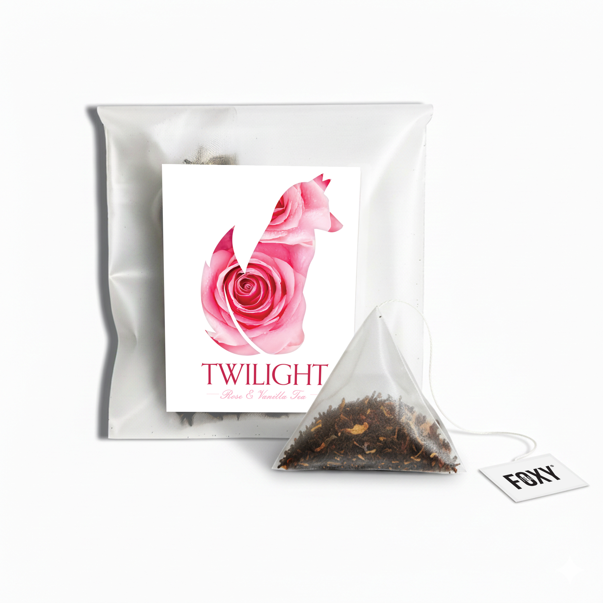 Tea Storage Box for Foxy Tea Single Serve Tea Bags Twilight Rose & Vanilla, Chocolate Tea Single Serve Loose Leaf Pyramid Tea Bag
