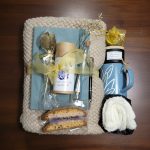 Blue sage mug with wheat blanket, tea gift box