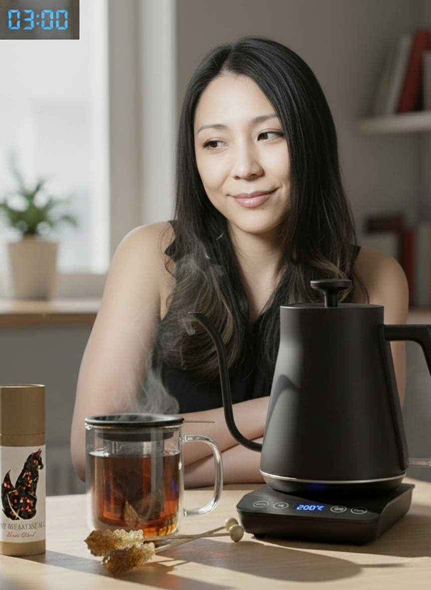 Steeping time for black tea is about 3 minutes, 200°F