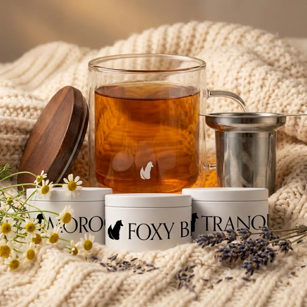 double walled tea mug with infuser Foxy Ritual Set