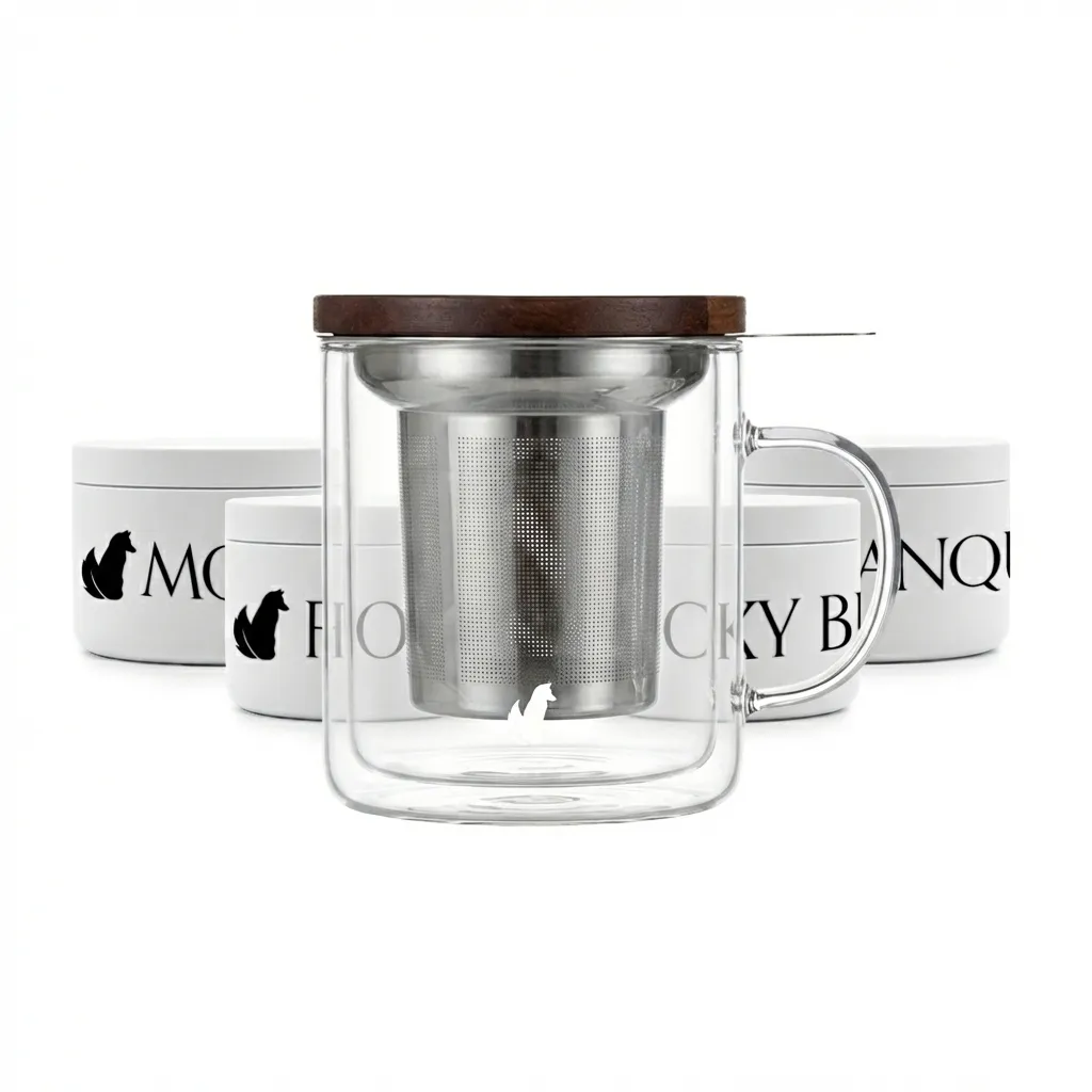 double walled tea mug with infuser