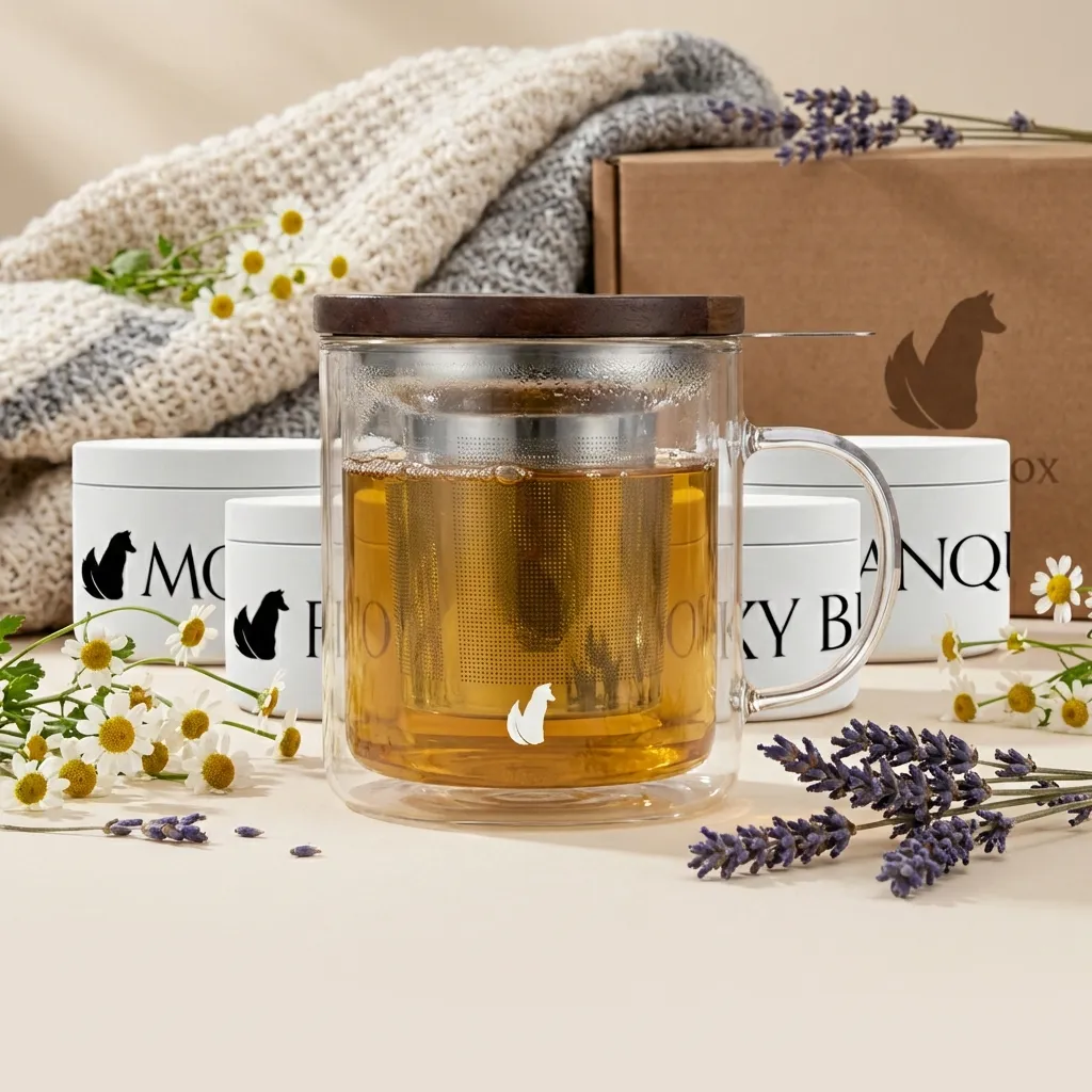 double walled tea mug with infuser Foxy Wellness Ritual