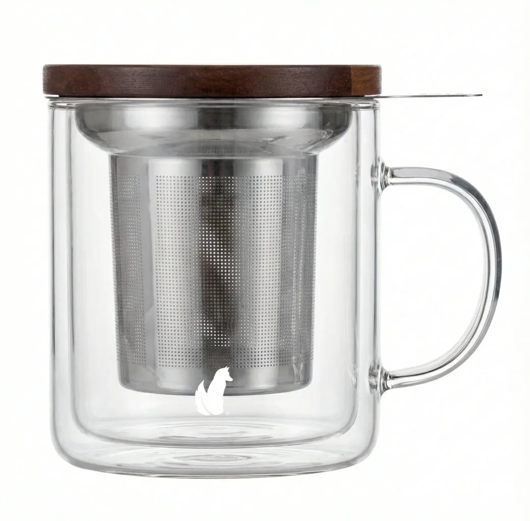 double walled tea mug with infuser